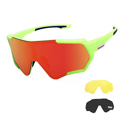GIEADUN Cycling Glasses Sports Sunglasses Polarized 3 Lenses Baseball Ski Running 
